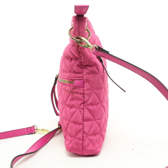 Nicole Miller Quilted Shoulder Purse Crossbody Bag Women 11x11x2 Pink/Gold - Picture 3 of 14